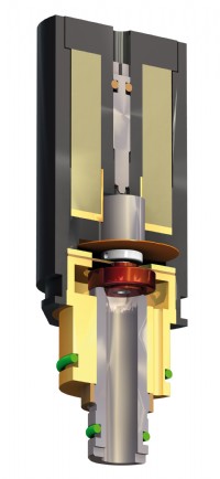 Cutaway view of the ASCO Numatics Preciflow-IPC solenoid valve showing the stainless steel valve seat and body, and FPM diaphragm and seals.